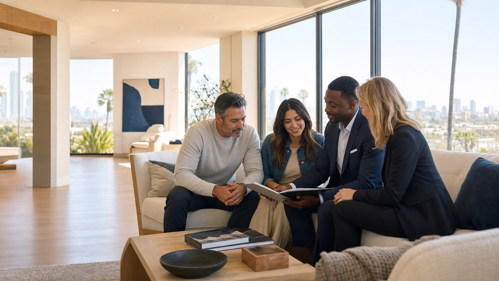 Real estate advisors meeting with clients